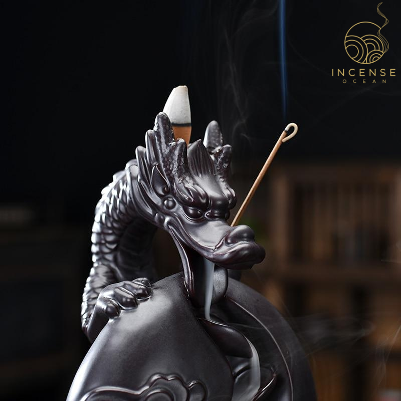 Black Ceramic Dragon Backflow Incense Burner