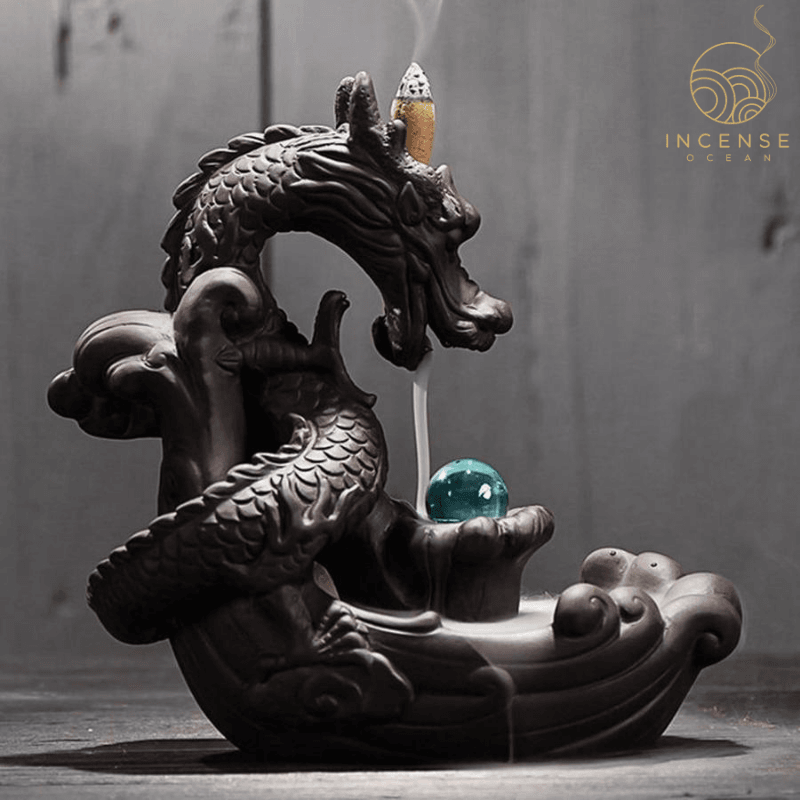 Lotus Dragon Waterfall Incense Burner with Incense Stick Holder Zen Meditation  Accessories Home Fragrance Decor – warmthone